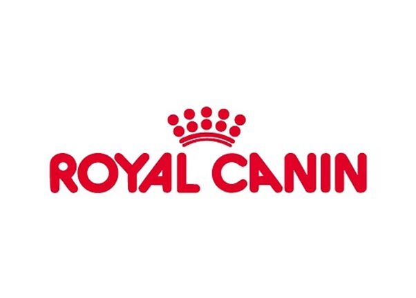 Logotipo de Royal Canin en color rojo bajo una corona