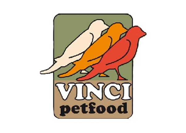 Logotipo de Vinci Petfood que muestra las siluetas de tres pájaros